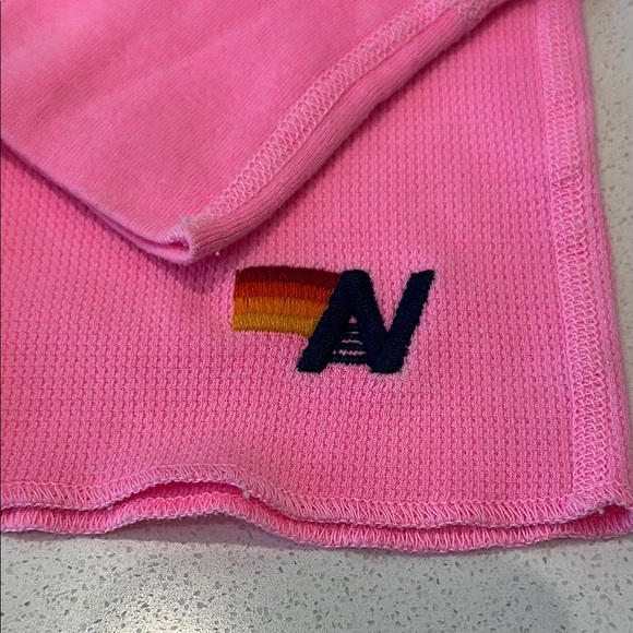 Aviator Nation Pink Long Sleeve Tee with Black Lightning Bolt - Picture 5 of 6